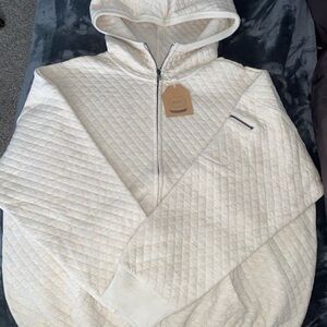 NWT- Cream Quilted Zip Up Jacket